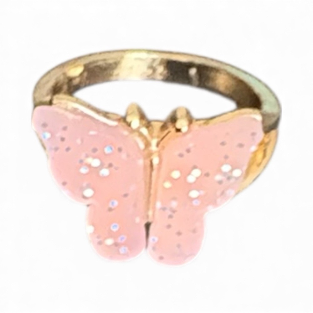 Pink Enamel Butterfly Ring‎ – Gold Tone Kids' Ring (Unknown Size)
